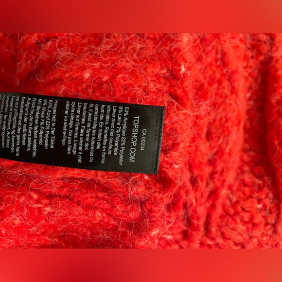 Topshop Womens Size 4-6 Petal Pointelle Red  Crewneck Sweater - Picture 10 of 10